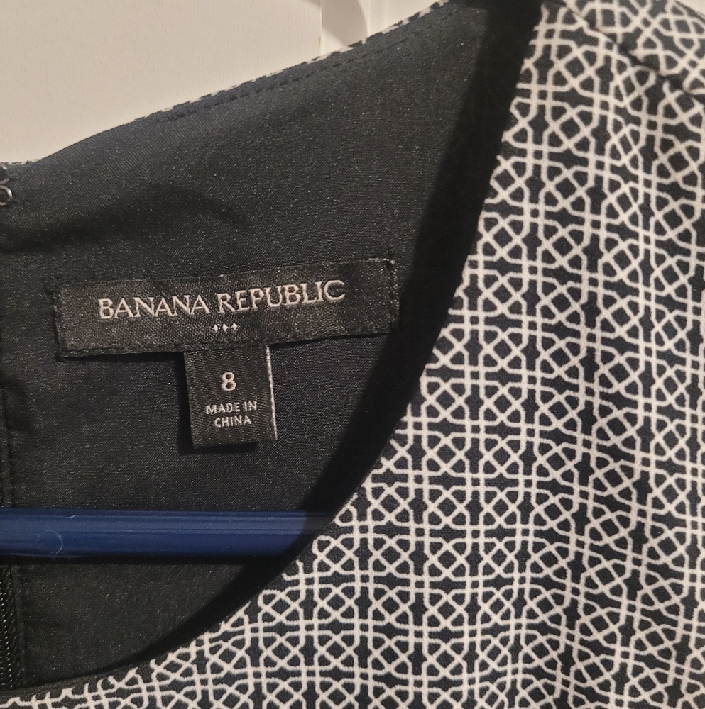 Banana Republic Factory Womens Black and White Print Sleeveless Dress
